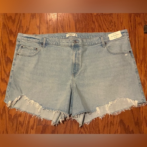 New Abercrombie & Fitch The Dad Short Size 37 / 24 High Rise Blue Jean Shorts - Picture 3 of 10